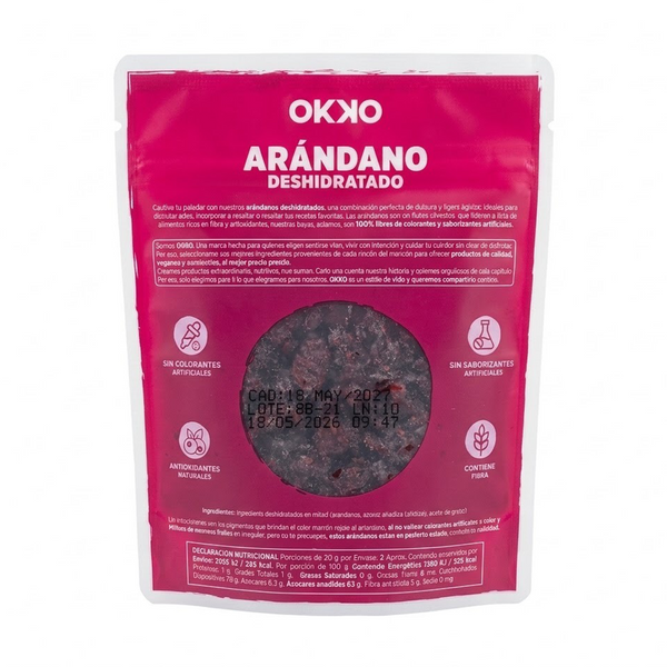 Arándano Deshidratado 75 gr Reverso