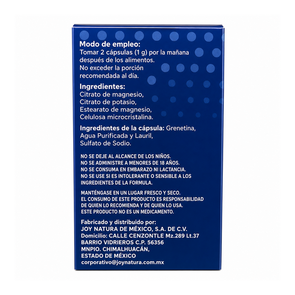 Citrato de Magnesio y Citrato de Potasio Reverso