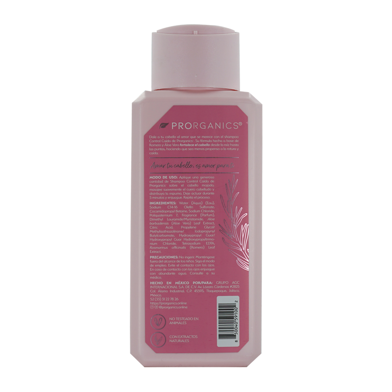 Shampoo Prorganics Control Caída romero+aloe vera