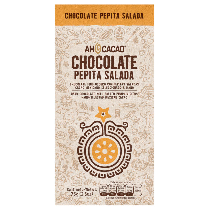 Chocolate Barra 75gr Pepita Salada - AH CACAO