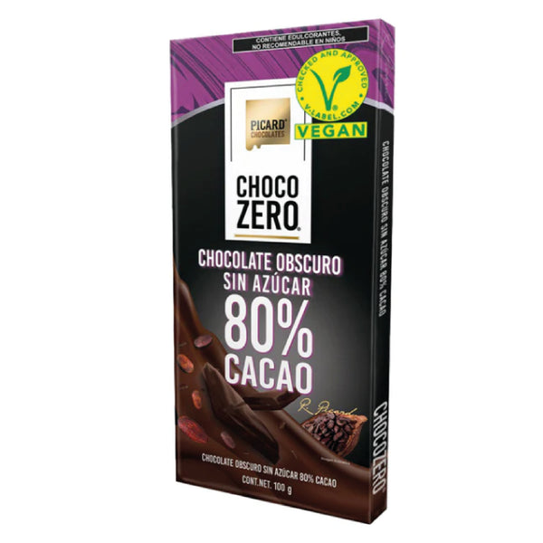 CHOCOLATE OBSCURO 80% CACAO SIN AZÚCAR - PICARD CHOCOLATES