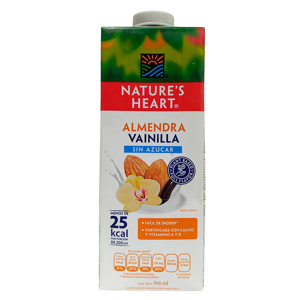 Bebida de almendra sabor vainilla sin azúcar 946ml - Nature's Heart