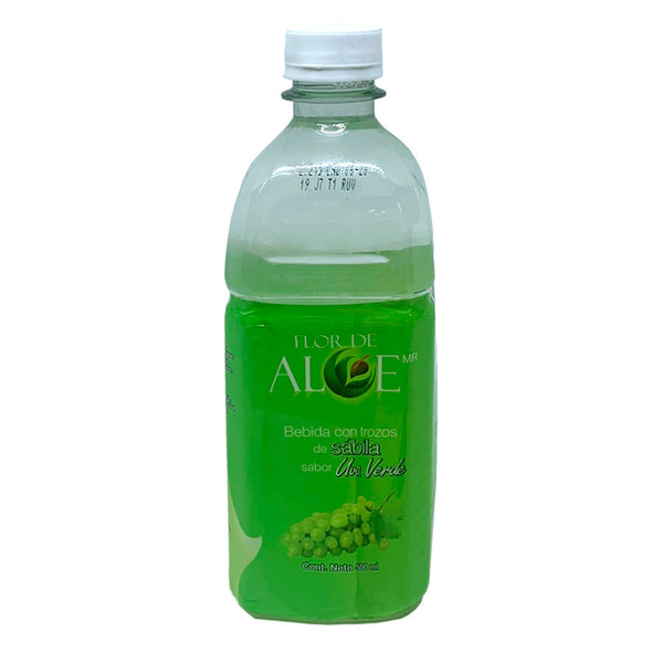 Bebida con Trozos de Sábila Sabor Uva Verde 500 ml - Flor de Aloe