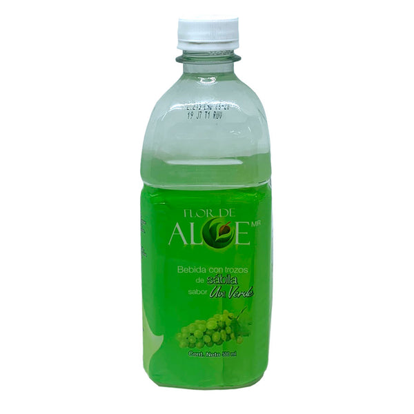 Bebida con trozos de sábila sabor uva verde 500ml - Flor de Aloe