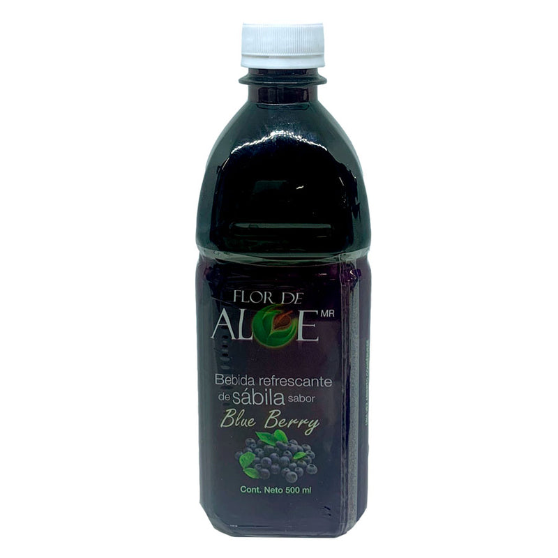 Bebida con trozos de sábila sabor blue berry - Flor de Aloe