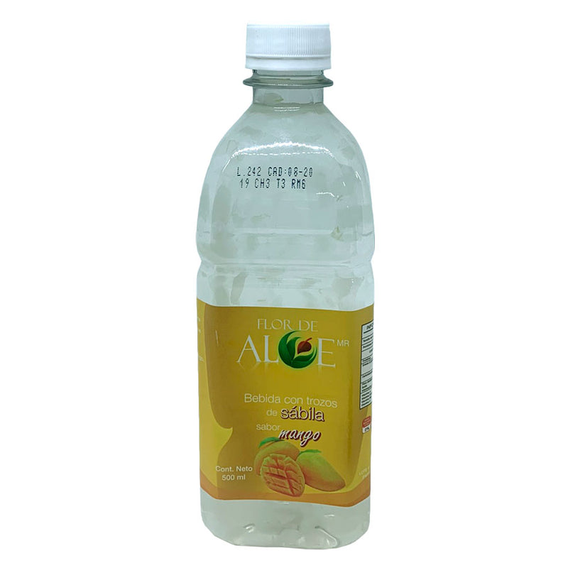 Bebida con trozos de sábila sabor mango 500ml - Flor de Aloe