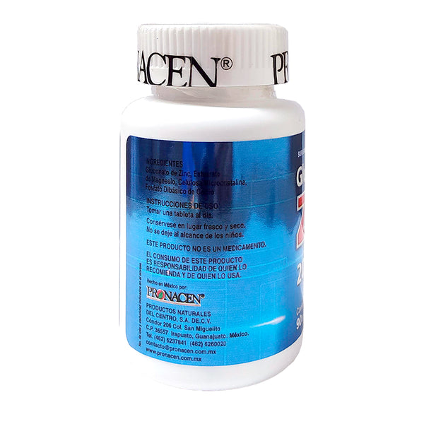 Gluconato de Zinc 20mg - 90 tabs - PRONACEN Reverso