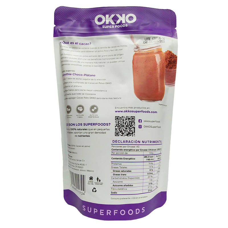Cacao puro en polvo 200g - Okko