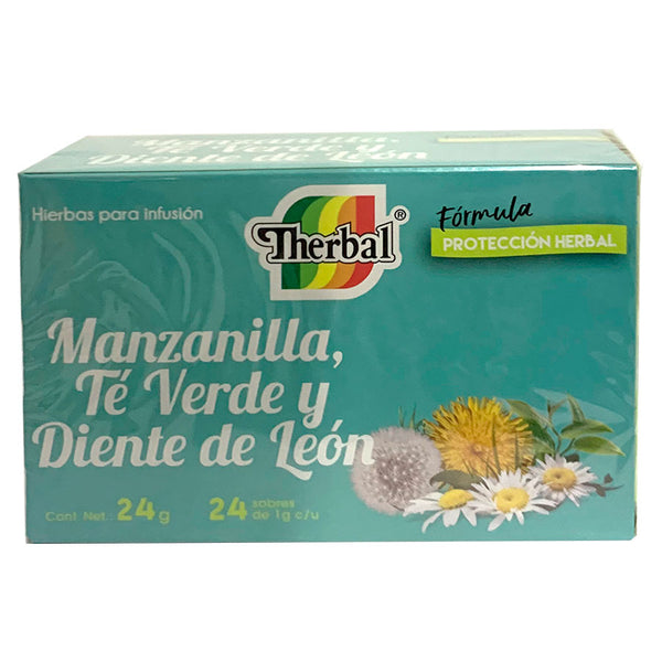 Té diente de león, manzanilla y té verdes 24 sobres - Therbal