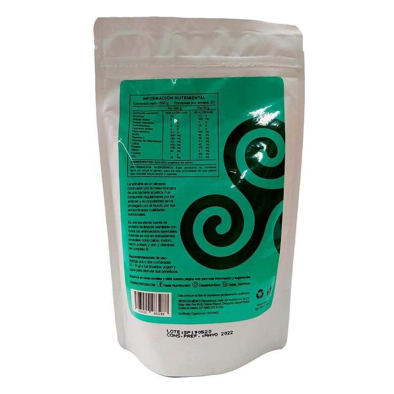 Spirulina orgánica en polvo 200g - Vivio Foods