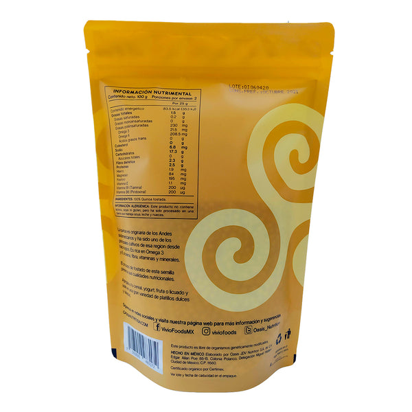 Quinoa inflada 100g - Vivio Foods Reverso