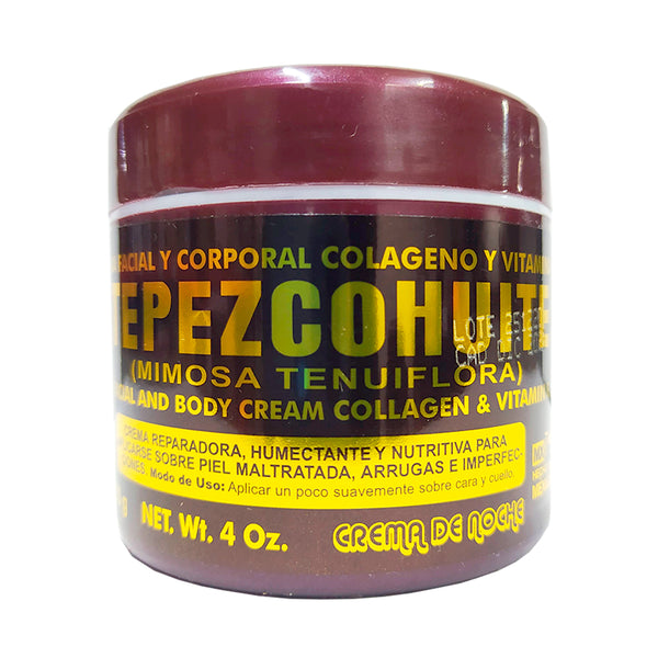 Crema facial y corporal con colágeno, vitamina E y Tepezcohuite 120g - Del Indio Papago