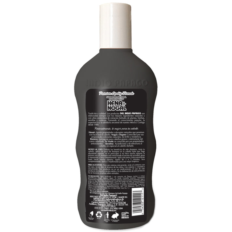 Shampoo Hena + Nogal Negro Brillante 550 ml - Del Indio Papago