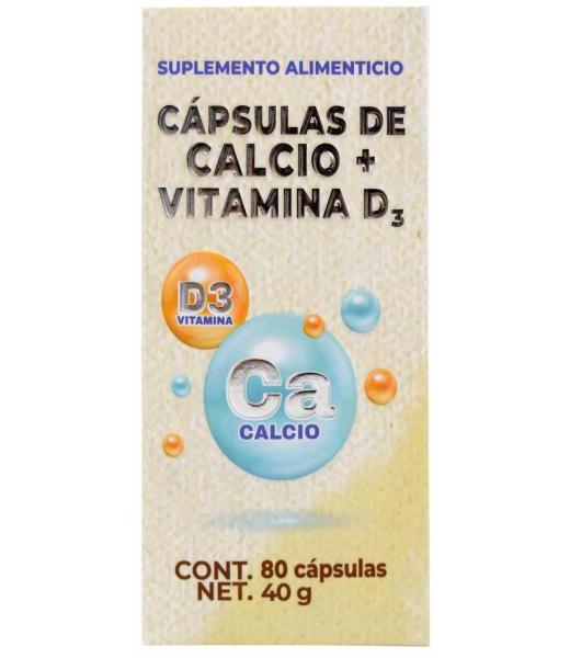 Calcio Vitamina D3 80 cápsulas - Herbolaria Saludable